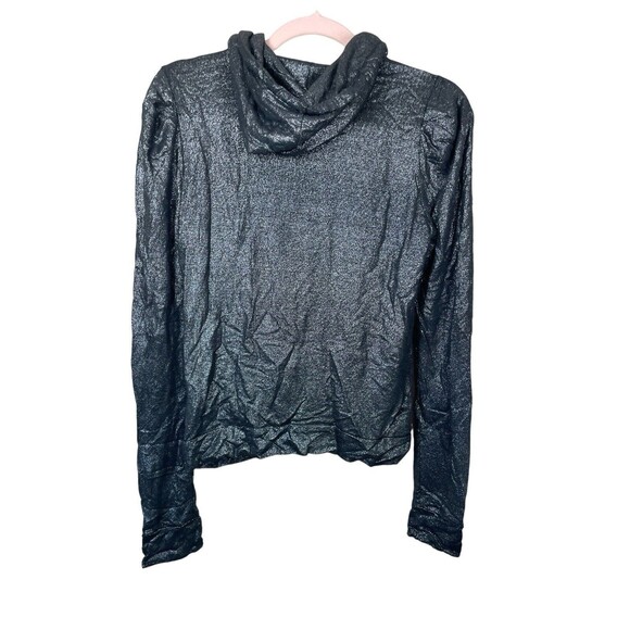 Juicy Couture Black Metallic Wet‎ Look Zip Up Hoodie Jacket Size M Lightweight - Picture 2 of 14